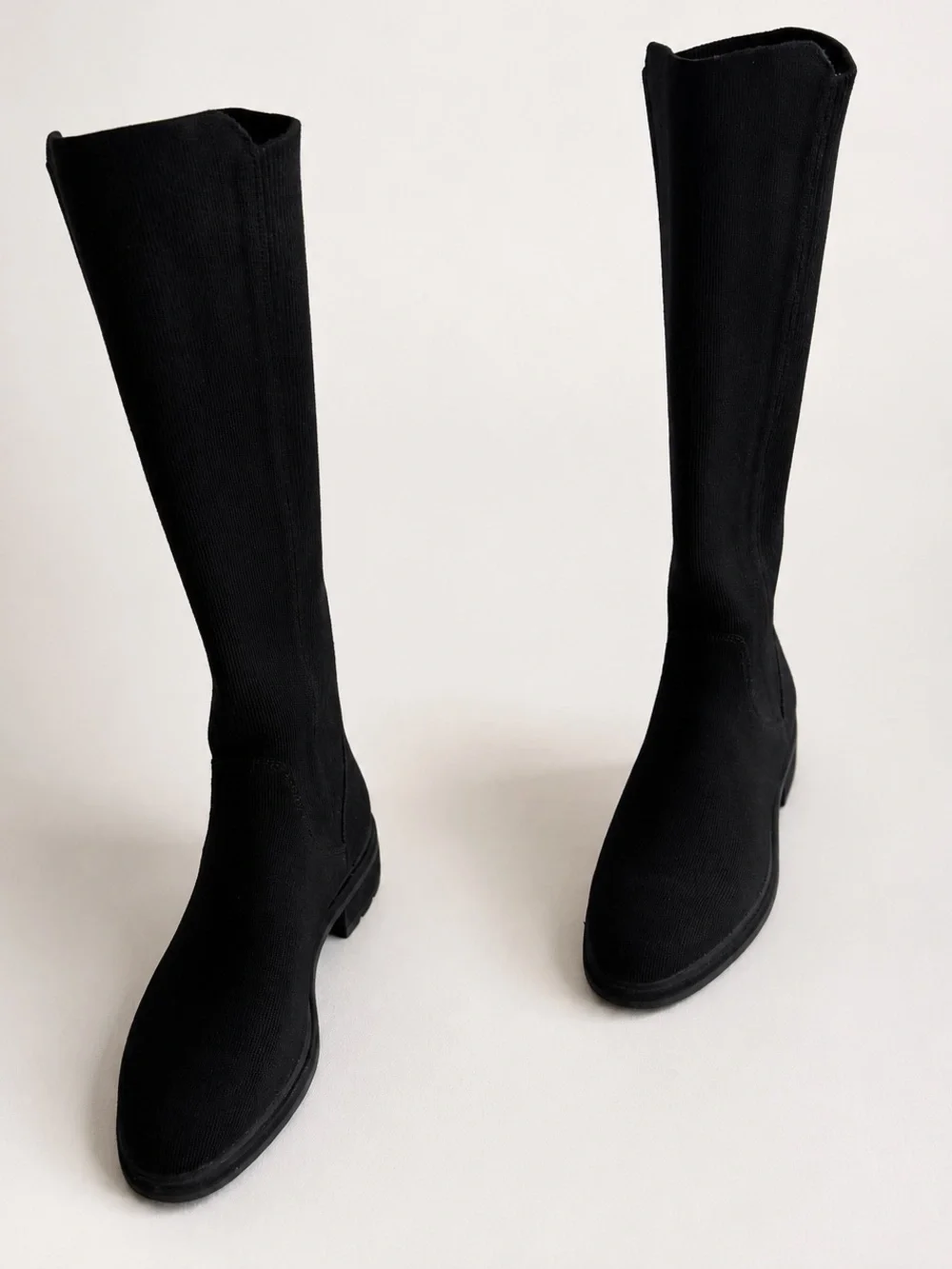 Rothy's Tall Lug Boot Onyx Black Over-the-Knee Stretch Knit Boots